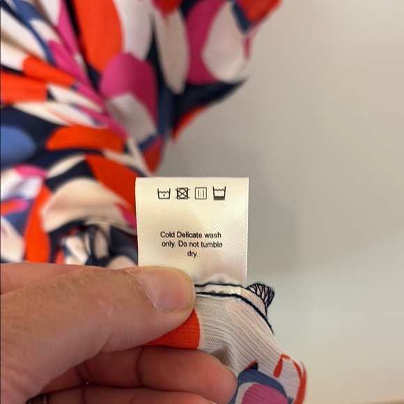 Red, Pink and Blue Blouse with Tie Front and Flutter Sleeves - Picture 5 of 6